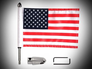 Round Luggage Rack Extended Flag Mount with USA Flag