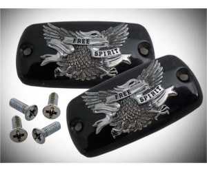 Goldwing Black Master Cylinder Top Covers with Chrome Eagle